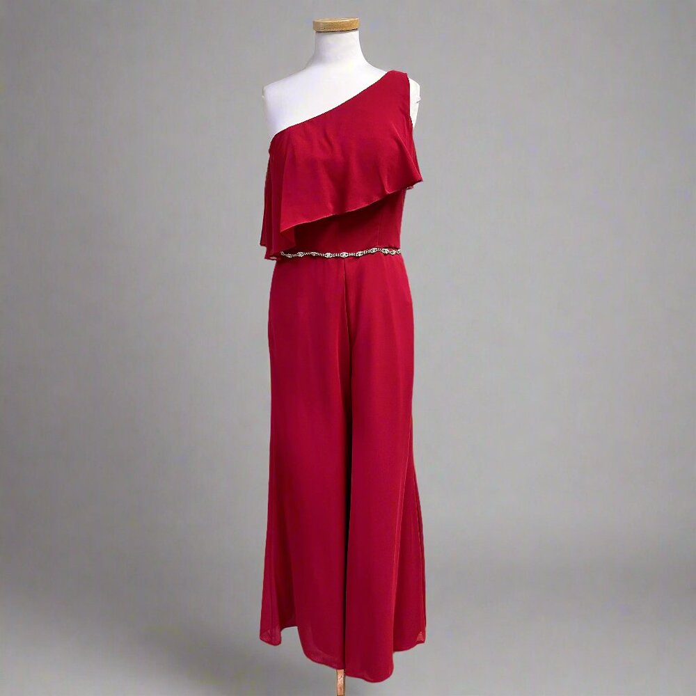 Mori Lee burgundy jumpsuit, size 10